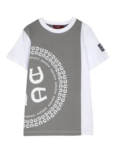 Aigner Kids' Logo-printed T-shirt In Grey