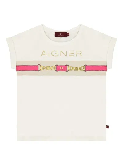 Aigner Kids' Printed Jersey T-shirt In White