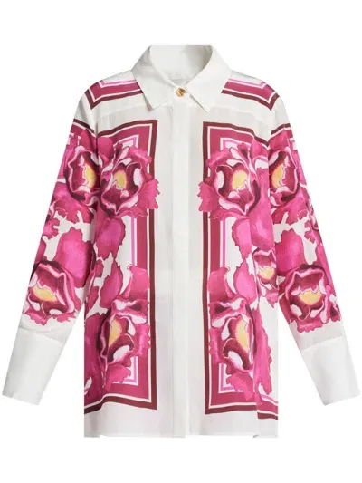 Aje Atomic Silk Shirt In Pink