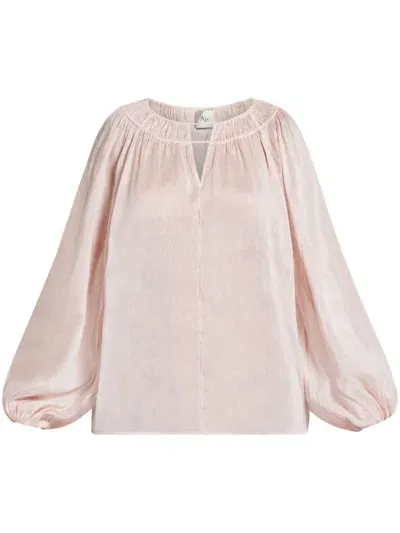 Aje Gathered-detail Long-sleeve Blouse In Pink