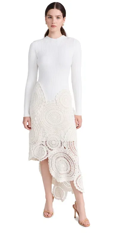 Aje Mosaic Crochet Midi Dress In White