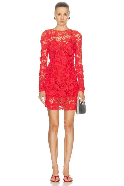 Aknvas For Fwrd Cece Crochet Mini Dress In Rouge