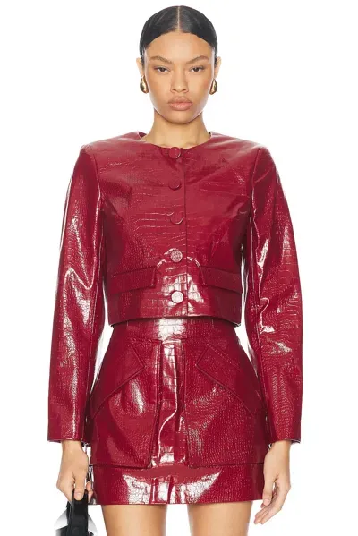 Aknvas For Fwrd Cropped Barnett Jacket In Burgundy