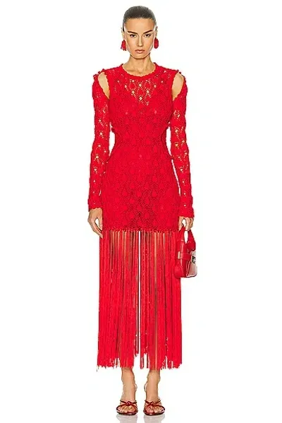 Aknvas For Fwrd For Fwrd Willow Crochet Gown With Detachable Sleeves In Red