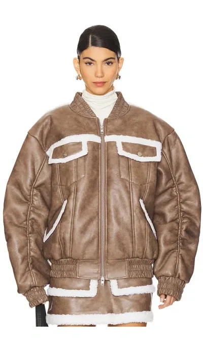 Aknvas Thea Sherpa Bomber In Peau Lainee