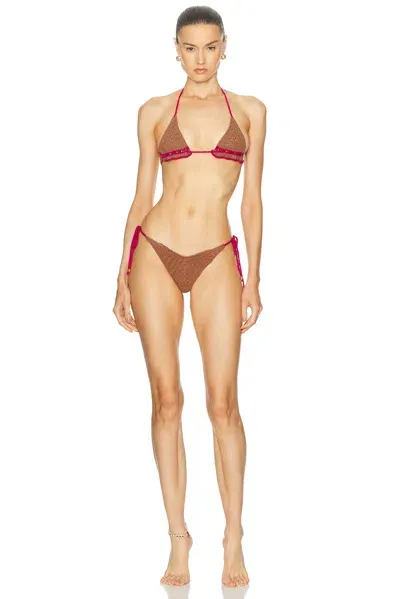 Akoia Swim Tanga Bikini Set In Choc & Magenta