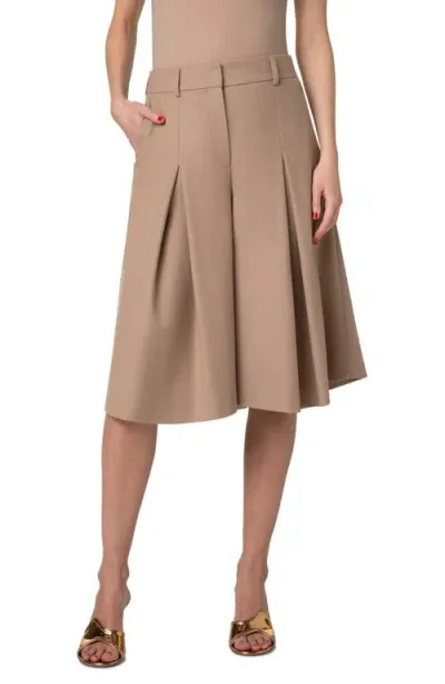 Akris Fiorell Wool Flannel Culottes In Camel