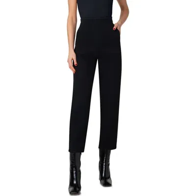 Akris Flynn High Waist Coton Double Face Ankle Pants In Black