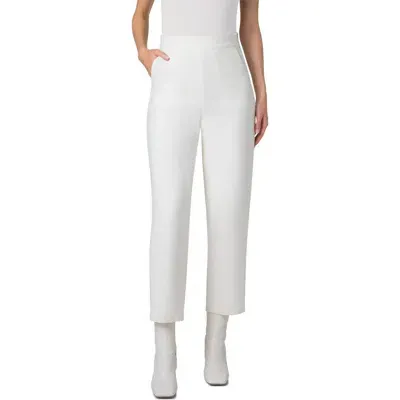 Akris Flynn High Waist Stretch Cotton Double Face Ankle Pants In Ecru