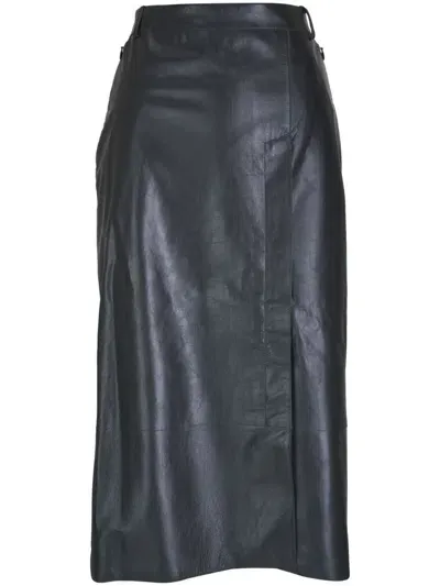 Akris Leather Skirt In Black