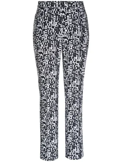 Akris Punto Geometric-pattern Cotton Trousers In Cream-black