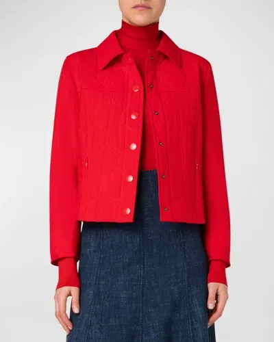 Akris Punto Signature Techno Dot Quilted Jacket In Red