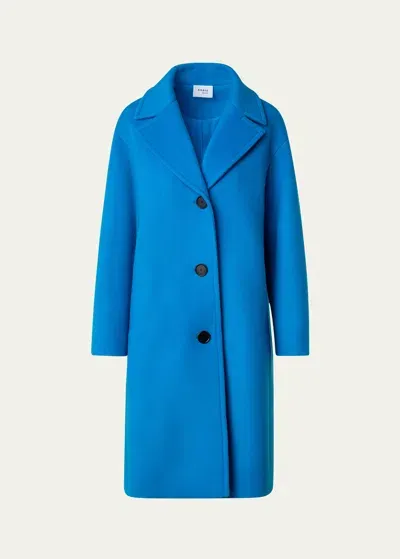 Akris Punto Straight Wool Coat In Winter Turquoise