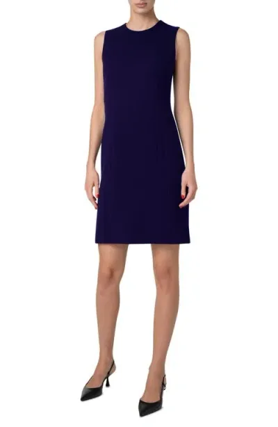 Akris Sleeveless Double Face Wool Crepe Sheath Dress In Dark Purple