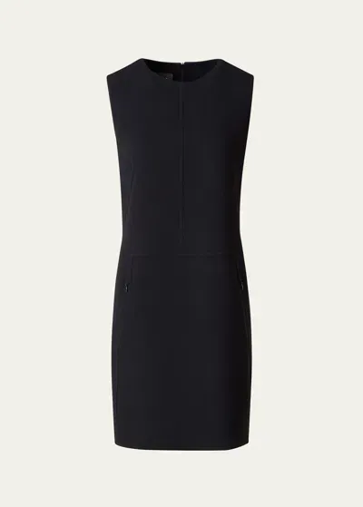 Akris Wool Crepe Mini Dress In Black