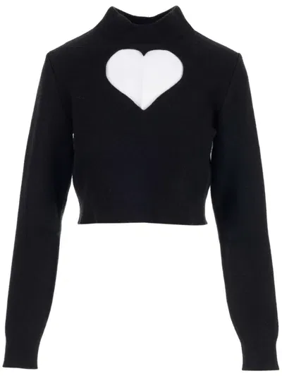 Alaïa Heart Sweater In Noir