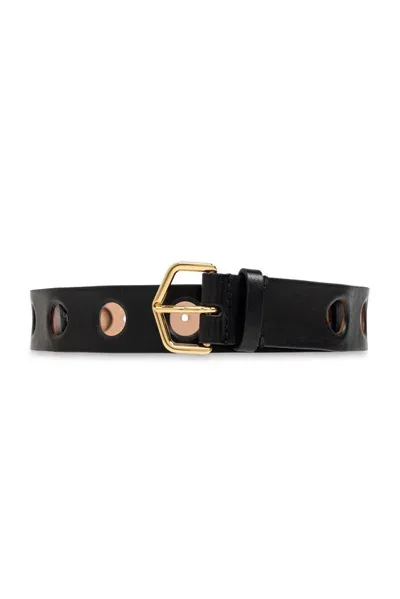 Alaïa A Perforated Buckle Belt Leather Belt In Black