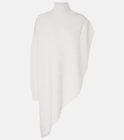 Alaïa Asymmetric Knit Cape Top In Ivory