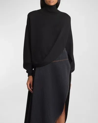 Alaïa Draped Wool Knit Sweater In Black