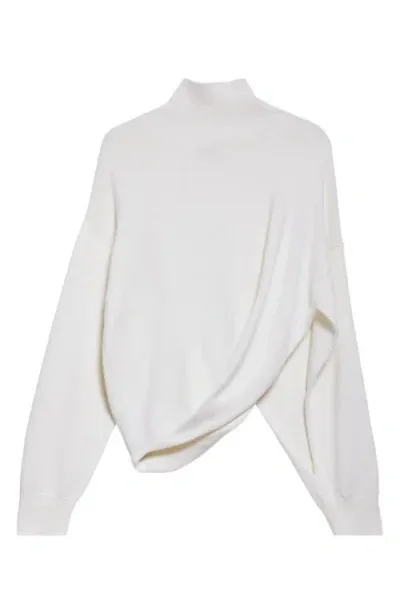 Alaïa Asymmetric Wool Sweater In Blanc Naturel