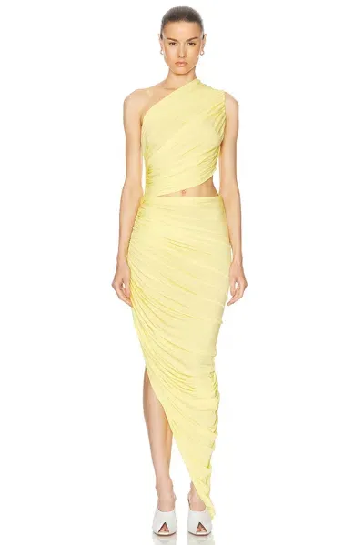 Alaïa Asymmetrical One Shoulder Maxi Dress In Jaune Clair