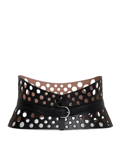 Alaïa Neo Bustier Belt In Perforated Calf Leather In Black