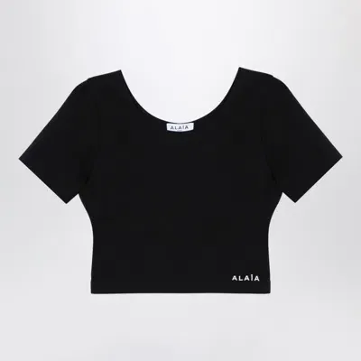 Alaïa Alaia Black Cropped T-shirt With Logo Women