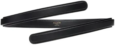 Alaïa Black Flex Thin Twist Belt In 999 - Noir