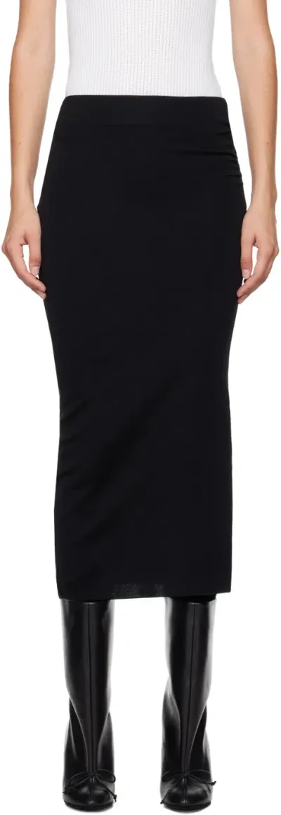 Alaïa Black Fluid Midi Skirt In 995 - Noir Alaia