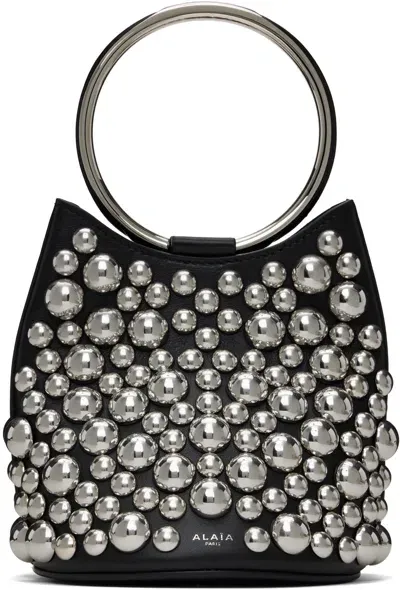 Alaïa Mini Bubble Ring Bucket Bag In Leather In Black