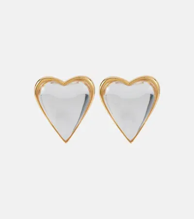 Alaïa Bombe Heart Embellished Earrings In Transparent