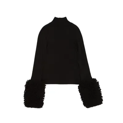 Alaïa Bubble Cuff Knit Top In Black