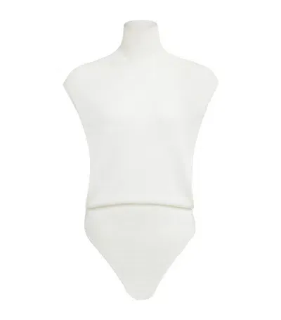 Alaïa Sleeveless Sheer-knit Wool Bodysuit In Ivory