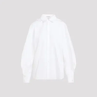 Alaïa Round Collar Cotton Shirt With Cut-out Sleeves In White