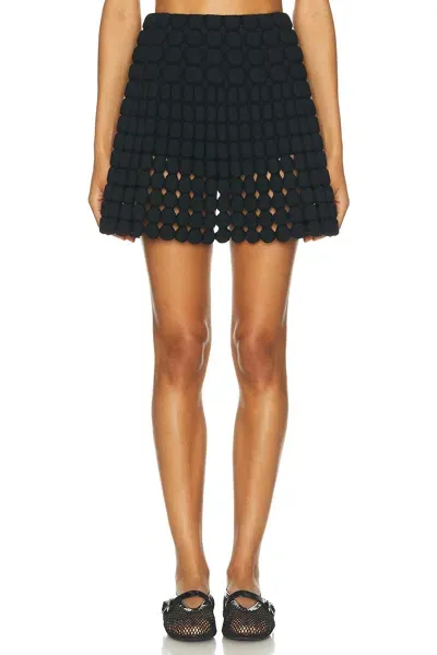 Alaïa Crochet Mini Skirt In Noir Alaia