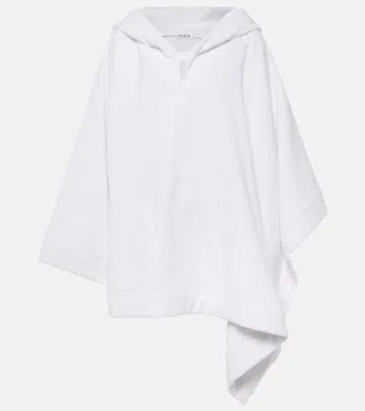 Alaïa Cropped Cotton Terry Hoodie In White