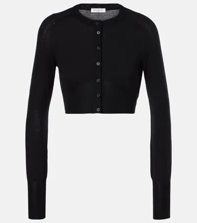 Alaïa Cropped Wool-blend Cardigan In Black