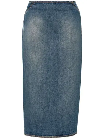 Alaïa Denim Skirt In Blue