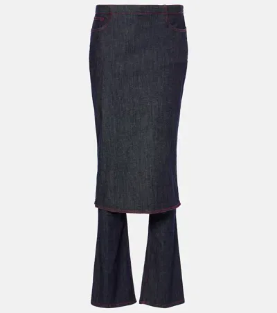 Alaïa Denim Skirt Pants In Blue