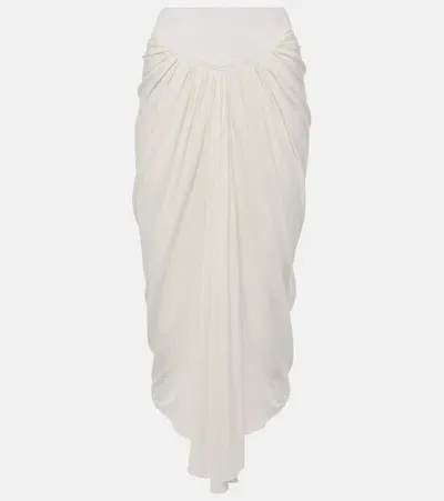 Alaïa Draped Asymmetric Midi Skirt In Weiss