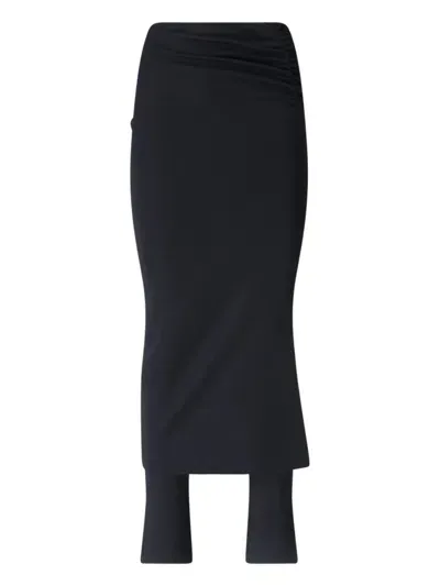 Alaïa Black Zip Midi Skirt In Black  