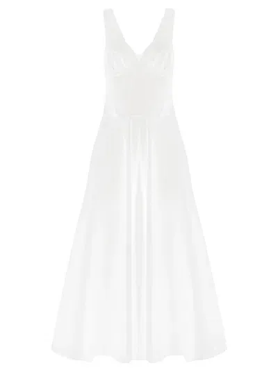 Alaïa V-neck Sleeveless Crossback Midi Dress In White