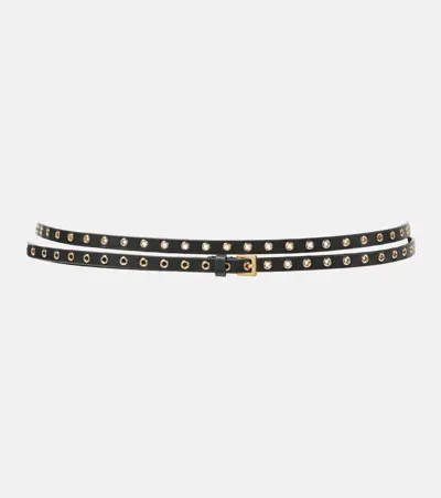 Alaïa Eyelet Leather Belt In Black