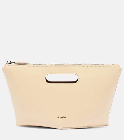 Alaïa Folded Mini Leather Clutch In Beige