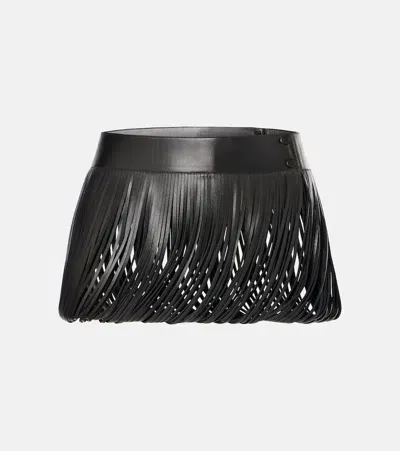 Alaïa Fringed Leather Belt In Schwarz