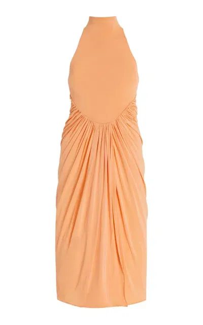 Alaïa Gathered Jersey Maxi Dress In Orange