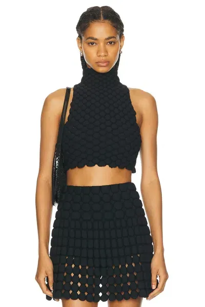 Alaïa Halterneck Cropped Tank Top In Noir Alaia