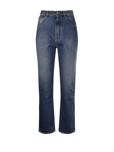 Alaïa High Waisted Cropped Jeans In Blue