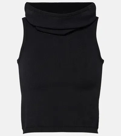 Alaïa Hooded Crop Top In Black