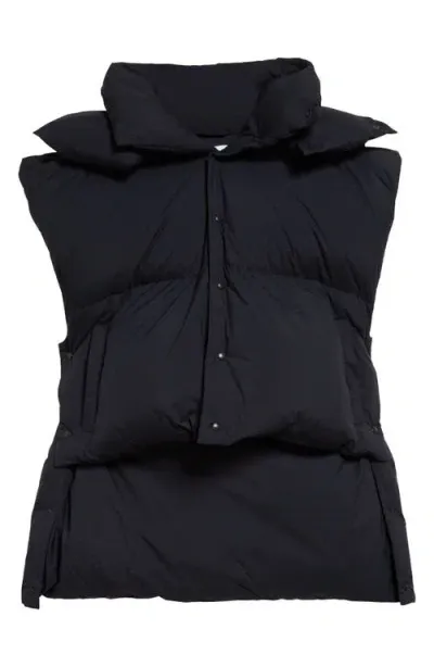 Alaïa Oversize Asymmetric Down Vest Jackets Black